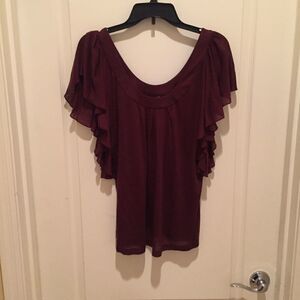 7 for All Mankind Sheer Burgundy Top